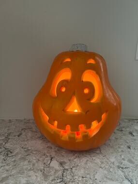 Vintage The Paper Magic Light Up Pumpkin Halloween Decoration 9"x6.5" JL